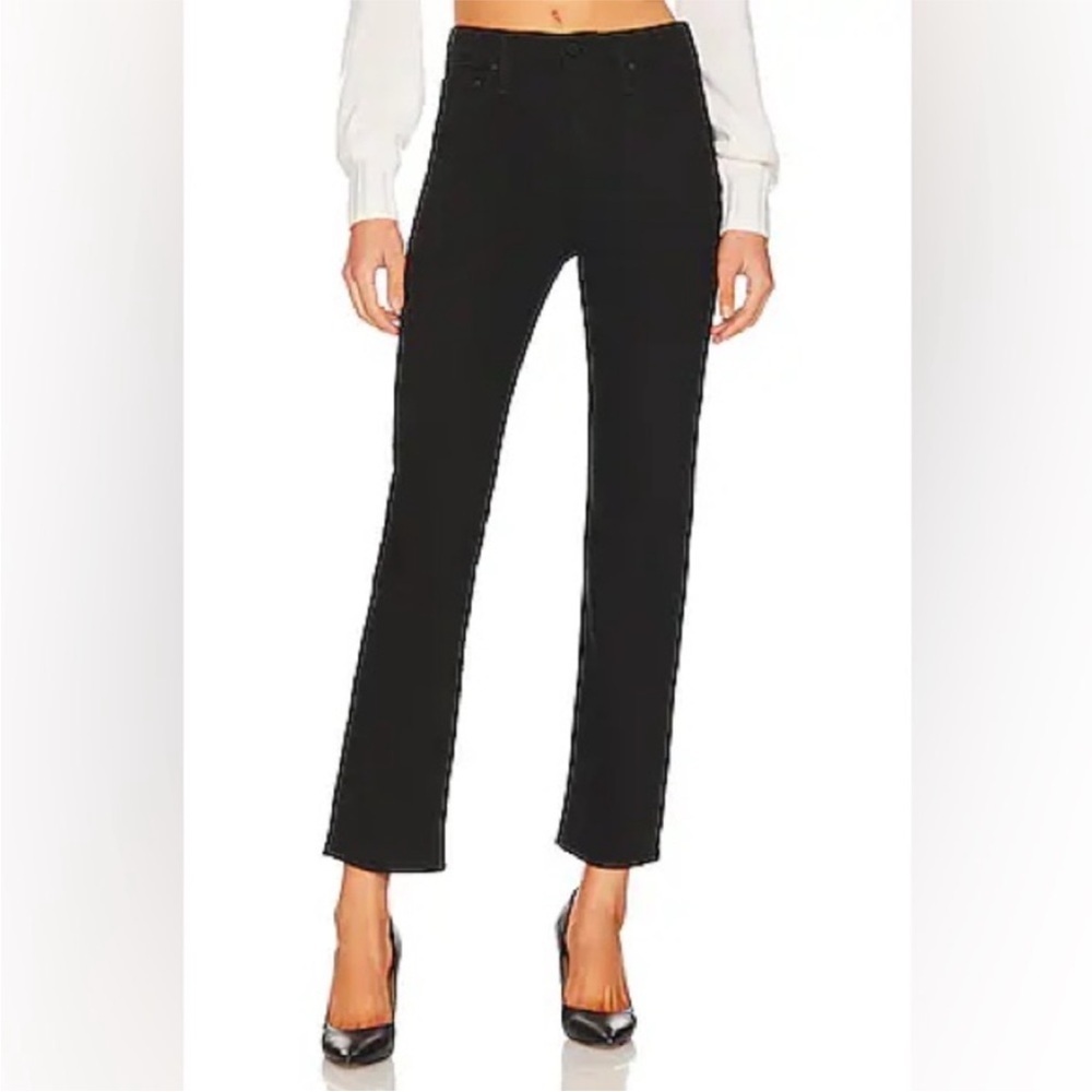 Mother Denim The Rascal Ankle Fray Straight Leg Jeans Pitch Black Women’s 28